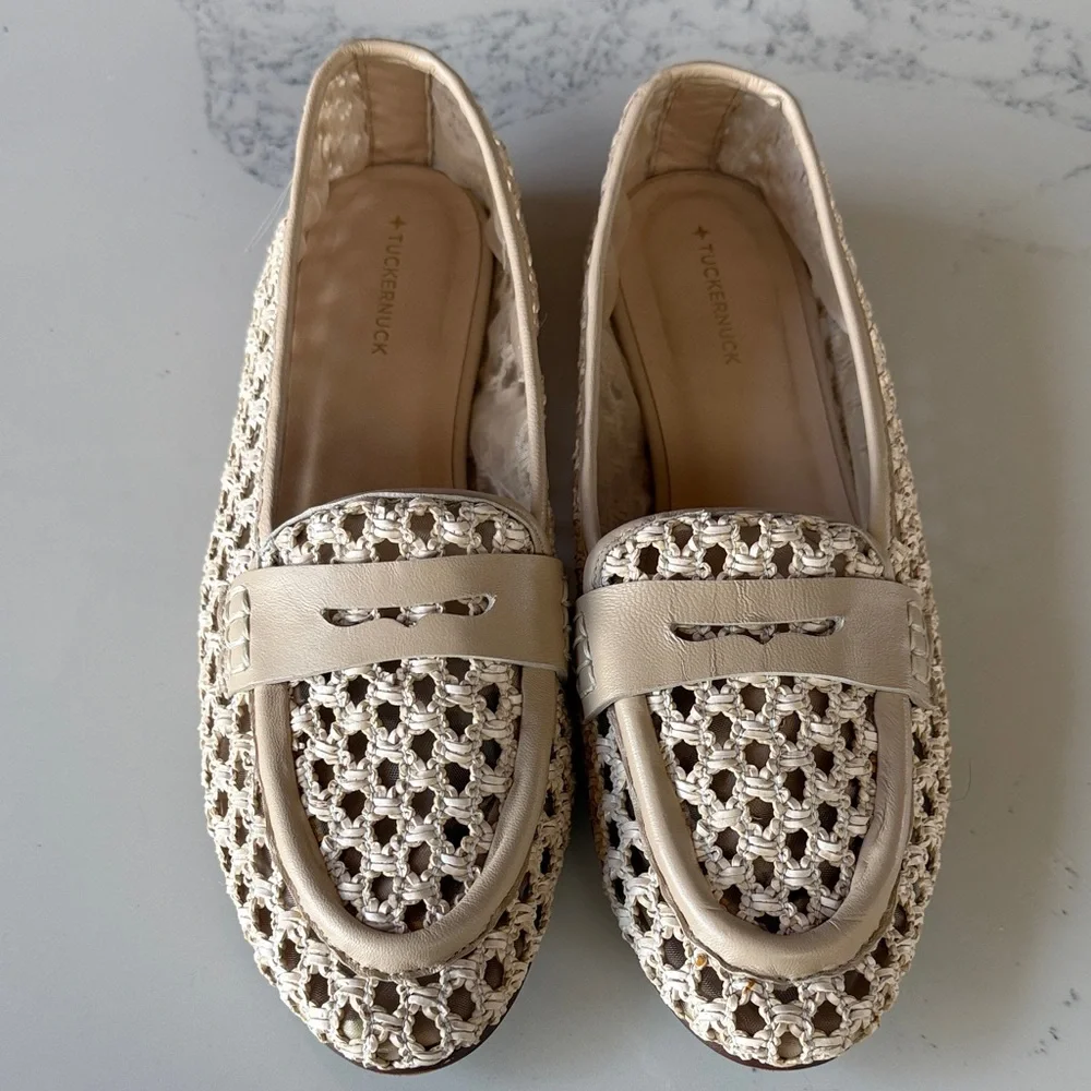 Tuckernuck Cream Woven Leather Loafers